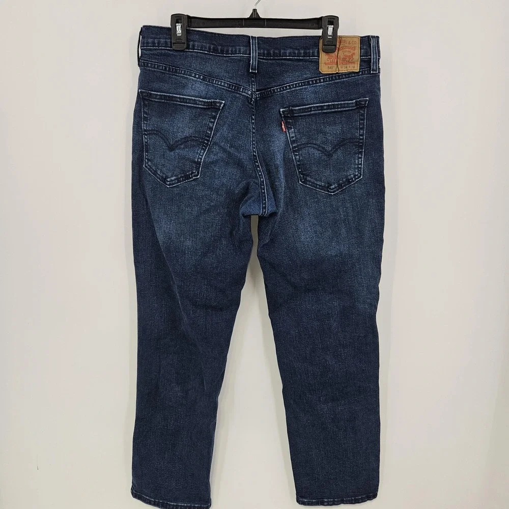 Levis 541‎ Jeans Mens 34x30 Blue Athletic Taper Stretch Denim Water Less Zip Fly